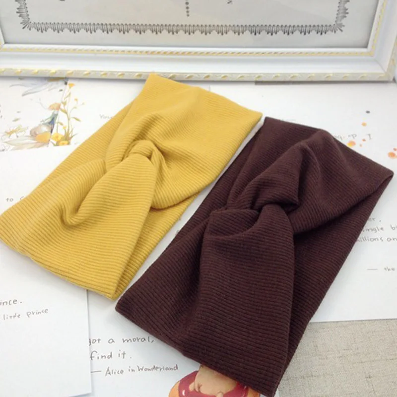 Winter Baby Headband Girl Elastic Hair Band Solid Color Accessories Knotted Turban Haarband Children's | Детская одежда и