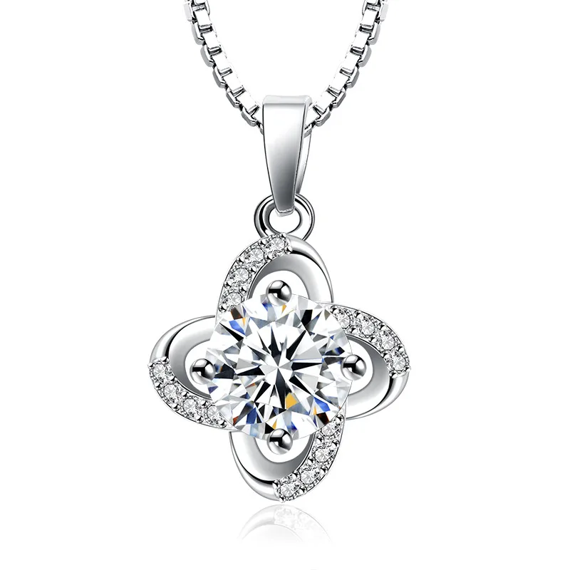 XIYANIKE Zircon Crystal Clover Eternal Floral Necklace Pendant 2017 Hot Sale Silver Women Statement VNS8263 | Украшения и