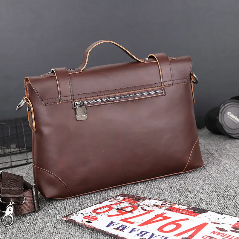 Модный мужской портфель, кожаная мужская сумка, 12 дюймов, сумка для ноутбука, деловая сумка на плечо для мужчин
