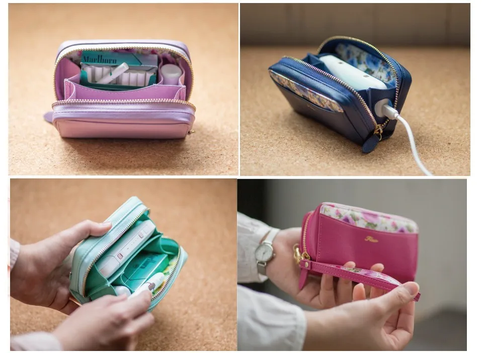 Для технология IQOS кожа молния сумки с милыми цветами для девочек принтом