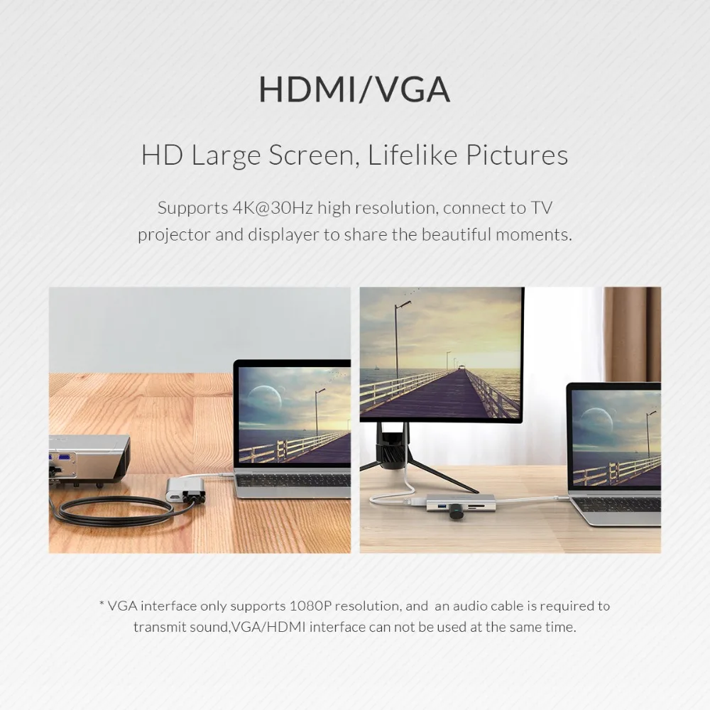 ORICO USB C 3 1 концентратор к HDMI RJ45 VGA 0 TF SD кардридер 8 в для MacBook Samsung Galaxy S9 Huawei Mate