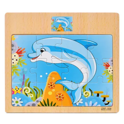 dolphin Монтессори игрушки это хорошая Математика Деревянные дидактические игры раннего обучения картона дорожного пазла Развивающие игрушки для детей - Цвет: dolphin