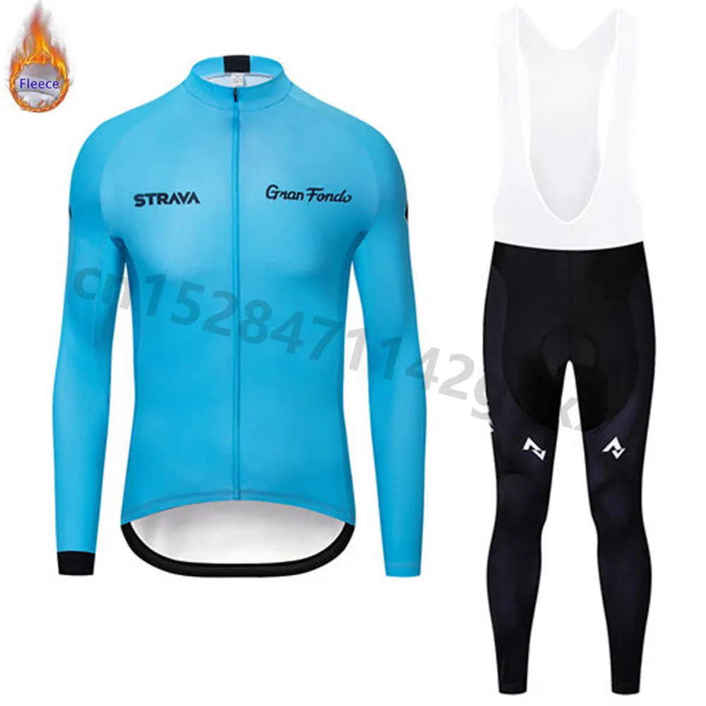Женский комплект из Джерси с длинным рукавом Strava Зимняя Теплая Флисовая