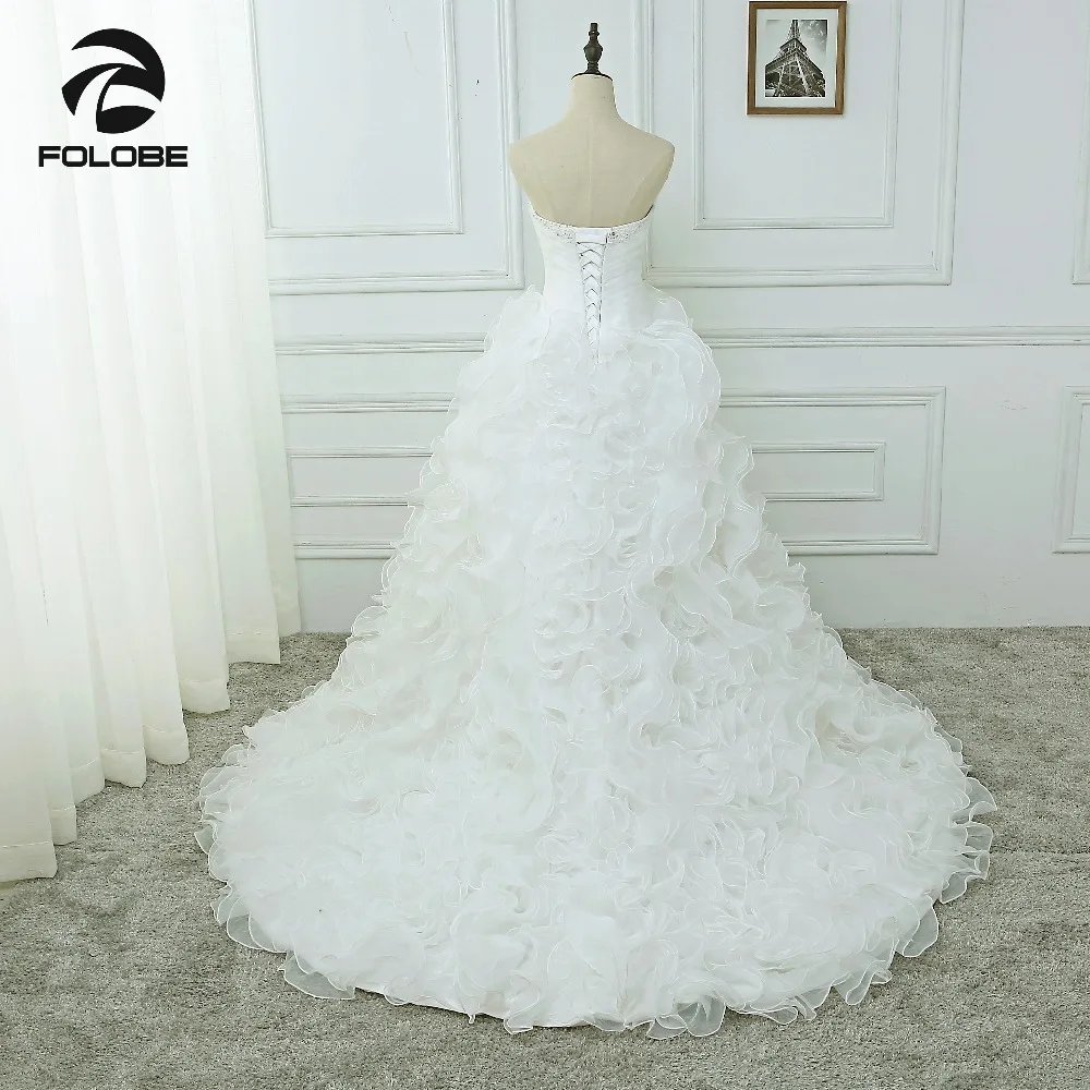 Vestidos De Noiva свадебное платье из органзы с бисером и оборками на заказ со складками |