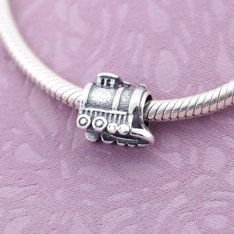 Аутентичные стерлингового серебра 925 Винтаж поезд Шарм бисера Fit Pandora браслет
