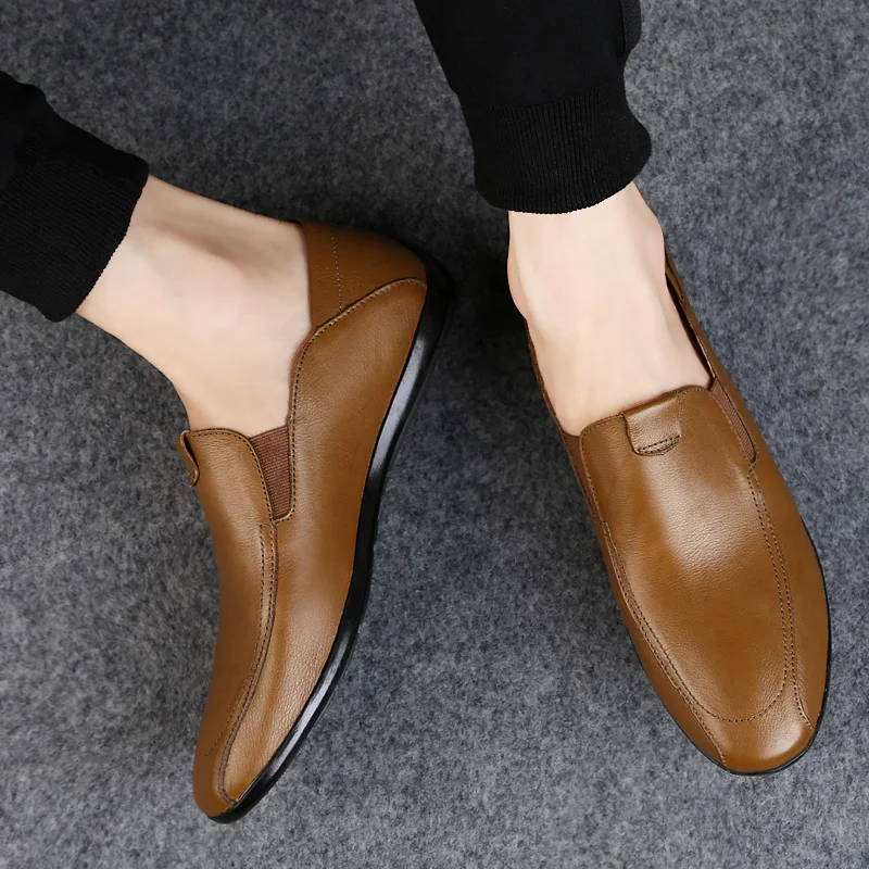 Men's Loafers Comfy Drivings Shoes Soft Genuine Leather Moccasins Slip-on Casual Men Flats Luxury Fashion Plus Large Size | Обувь