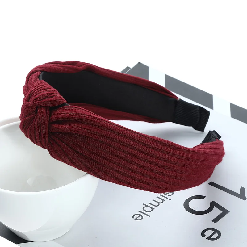 Wine Red 1 шт., новинка, 16*13 см, твердые крестообразные аксессуары для волос, обруч для волос, простая повязка на голову для девочек, атласные женские повязки на голову, женский головной Убор - Цвет: Wine Red
