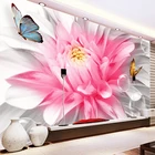 Настенные 3D-обои на заказ, современные романтические розовые цветы, Бабочка, фотография, Настенная роспись для гостиной, спальни, фон для стены 3 D