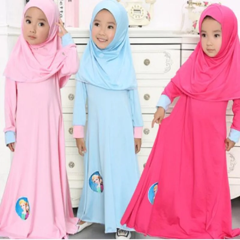 Girls Dress 2017 Fashion Muslim Baby Party Wedding Costume Long Sleeve + Scarf Clothes Sets | Детская одежда и обувь