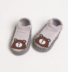 gray S Pudcoxo/Новинка; обувь для новорожденных мальчиков и девочек с принтом животных; детская обувь с мягкой подошвой; нескользящая обувь - Цвет: gray S