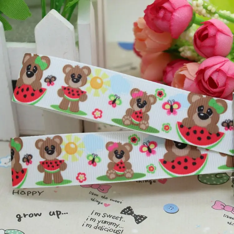 7/8 ''Бесплатная доставка панда волк животные печатная корсажная лента бант