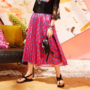 Женская прямая юбка ELFSACK, винтажная повседневная юбка до колена с принтом в горошек, лето 2019