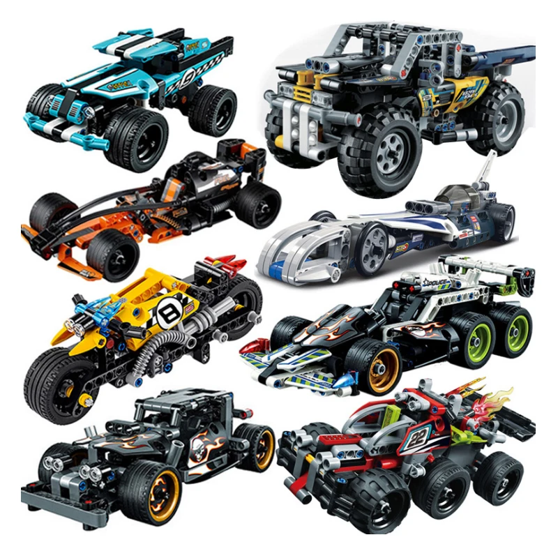 Legoings Pull Back Technic Car Racer MOC Truck DIY строительные блоки детские игрушки для детей Кирпичи
