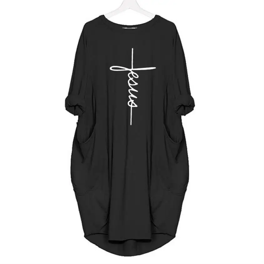 Black Новое поступление, футболка для женщин, Карманный Топ с надписью Faith, футболка для женщин, плюс размер, топы с открытыми плечами, забавная панк рубашка - Цвет: Black