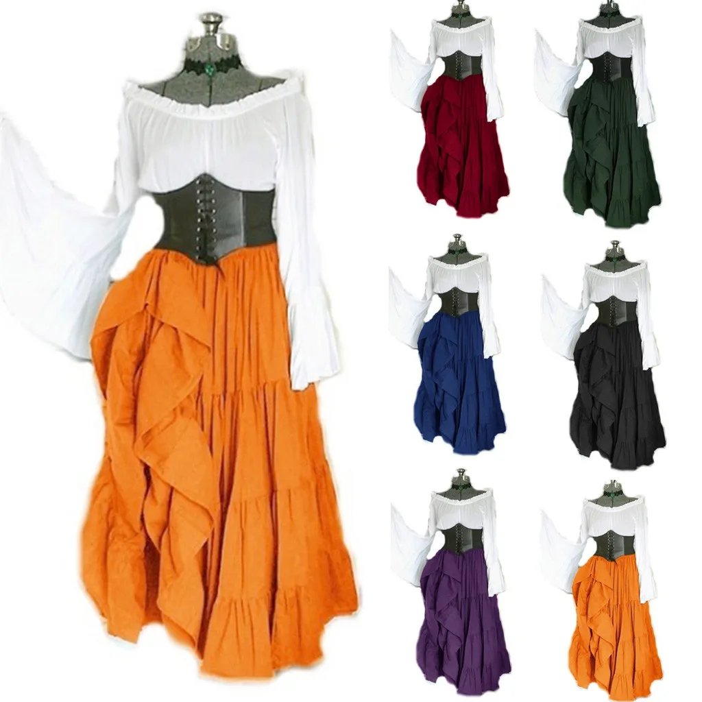 Женское платье в готическом стиле средневекового Ренессанса комбинированное