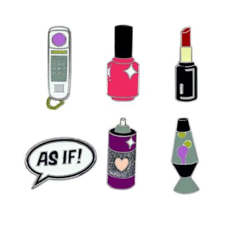 Милая металлическая брошь WKOUD с мультяшными буквами как если бы телефон помада