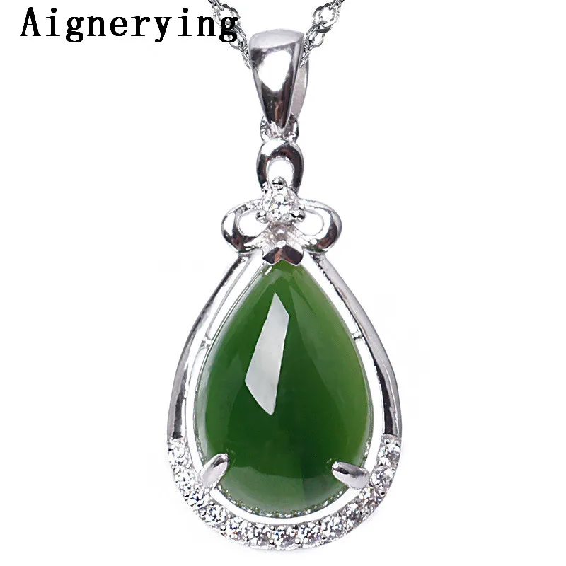 Para Vintage for Women/Men Necklace S925 silver inlaid Porte Certificate natural Green Jade Pendant Bijou Necklaces Gift Box | Украшения и