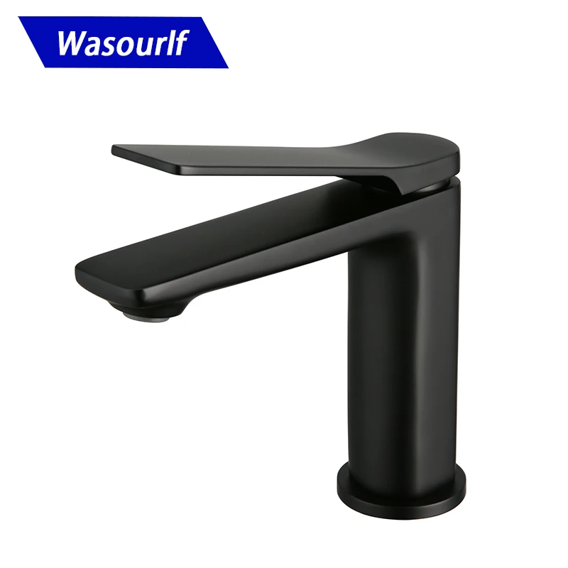 

Wasourlf Basin Faucet Waterfall Brass Bathroom Sink Tap Deck Mount Lavatory Black Wash Hot and Cold Torneira Chrome Bronze