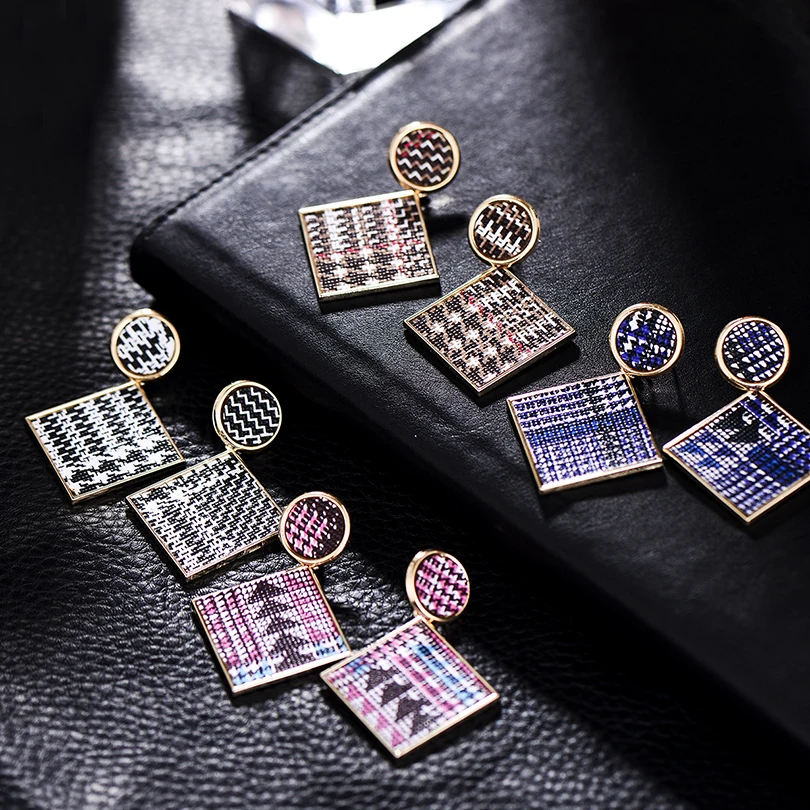 Зимние элегантные разноцветные висячие серьги &quotгусиная лапка&quot для женщин