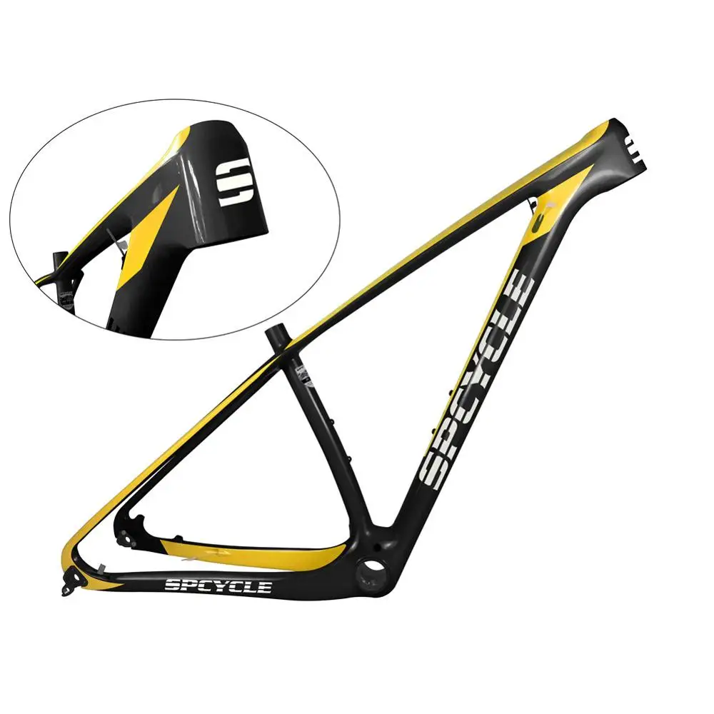 Spcycle 29er карбоновая рама для горного велосипеда 27,5 er карбоновая Передняя Велосипедная вилка рама 142*12 мм через ось и 135*9 мм QR 650B MTB велосипедная Рама - Цвет: Yellow Color