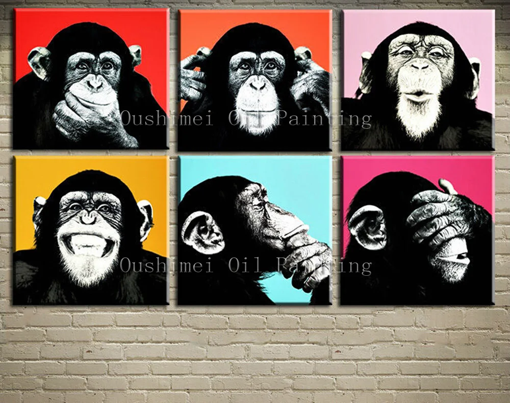 Новая картина ручной работы Современные забавные картины Orangutans Картина на