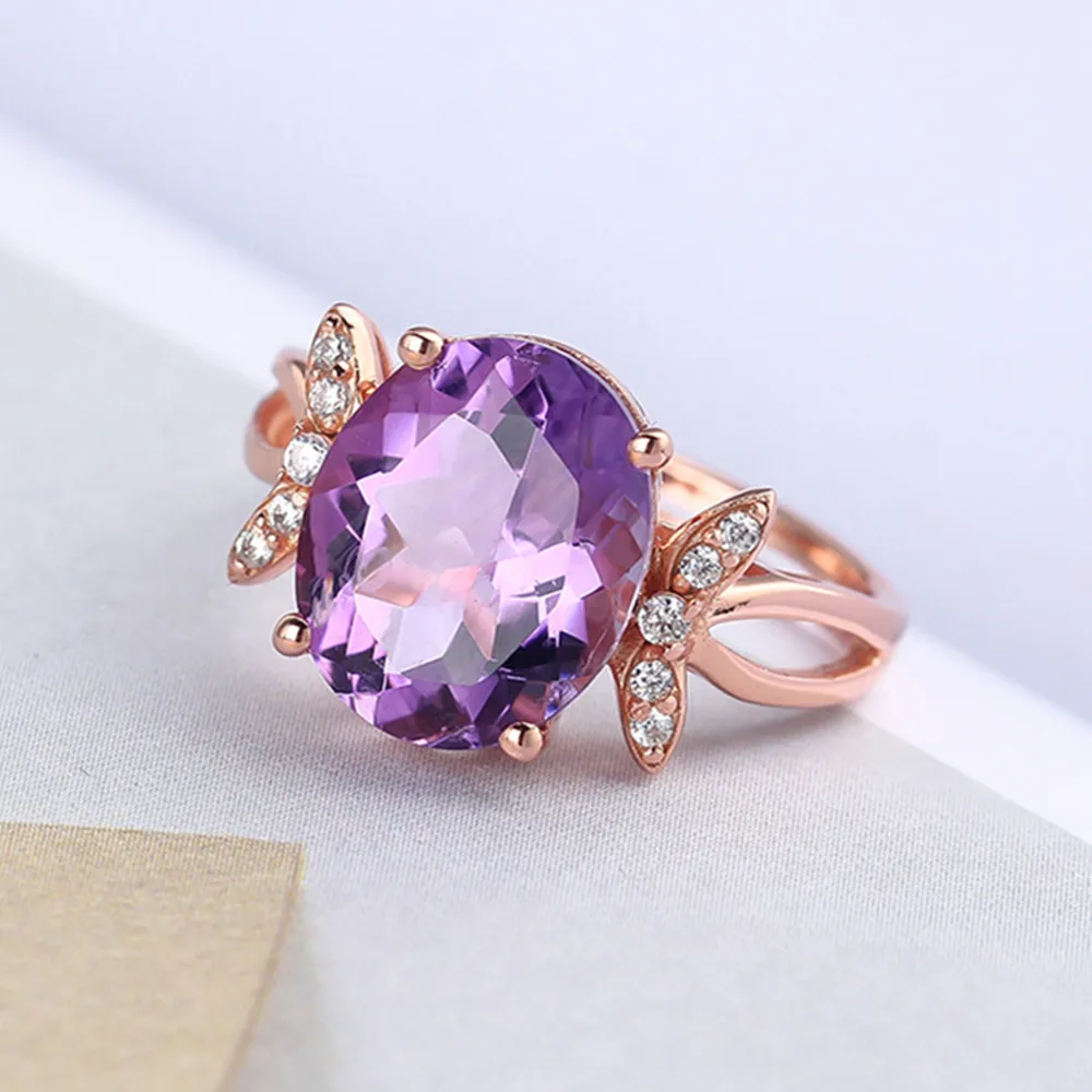 Модные 925 пробы серебро Природный аметист кольцо красивые Для женщин Jewelry высокое