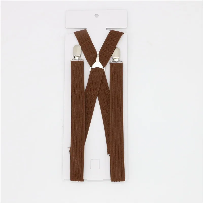 4 Clips Solid Men's Suspenders 2.5cm Width Women's Pants With Adjustable Suspenders Triangle Metal Cross - Color: 8