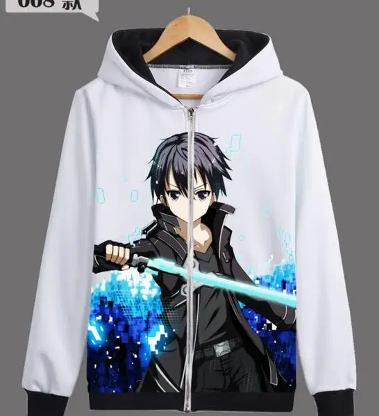 Sword Art Online Кирито Асуна 3D печатных большая картина Осень Толстовка Верхняя одежда, куртка карнавальный костюм