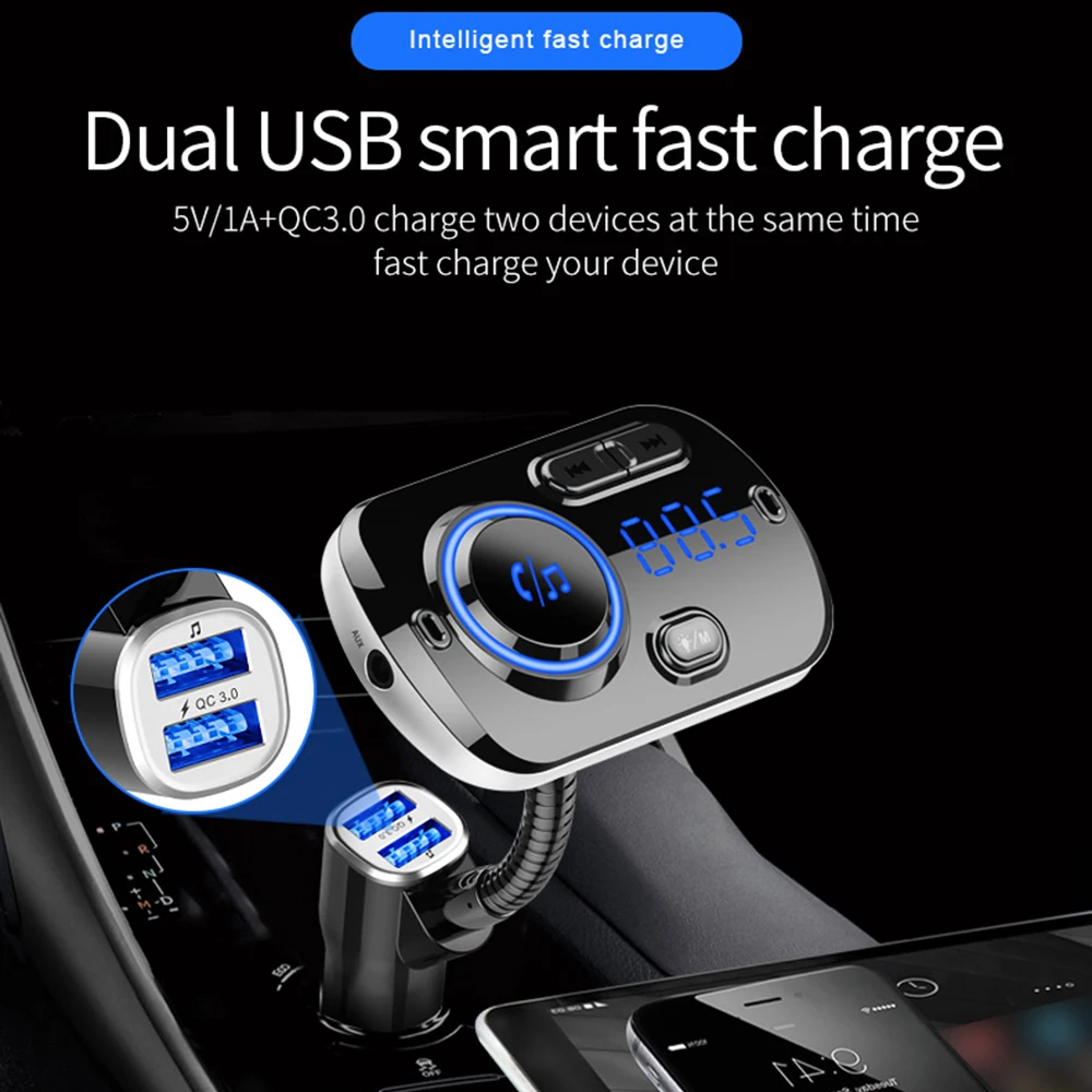 Автомобильный fm передатчик Bluetooth V5.0 беспроводное радио автомобильное зарядное