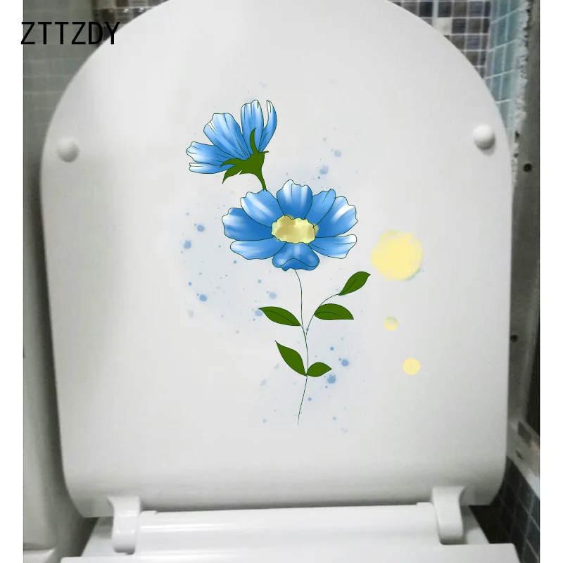 

ZTTZDY 16,7*24 см синий цветок Маргаритка современное искусство WC наклейка на унитаз домашний декор стен T2-0378