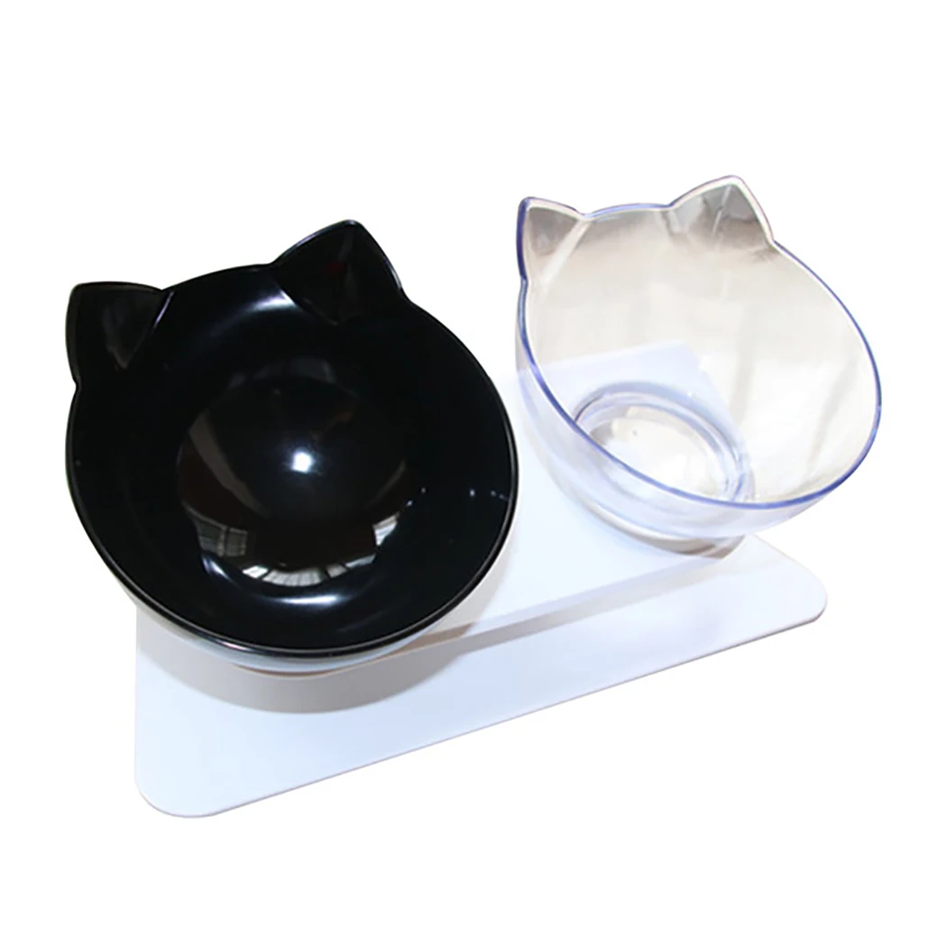 Cute Cat Face Shape Non-Slip Pet Bowls Adjustable Dual-Bowl Tilting Dog Food Bowl With Scoop Feeding Supplies | Дом и сад