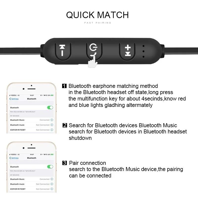 Водонепроницаемый Беспроводной Bluetooth наушники спортивные С микрофоном для xiaomi