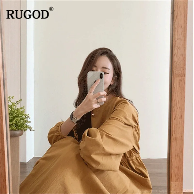 Женское длинное платье RUGOD зимнее теплое облегающее хлопковое с