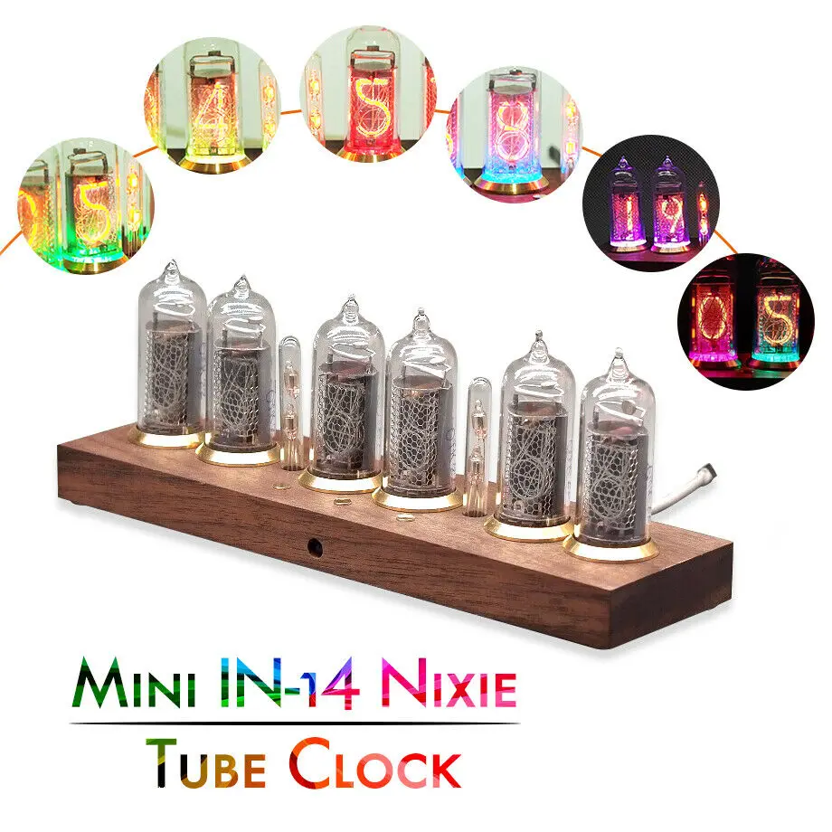 Nobsound винтажные 6х 14 дюймовые деревянные вакуумные часы Nixie с подсветкой