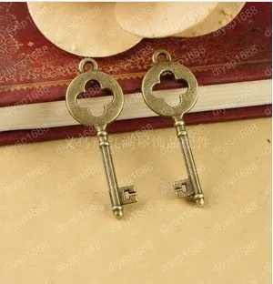 

(A3375) Free shipping Jewelry wholesale size 40*14mm Key Pendant Necklace Vintage Antique Bronze Plated Key Charms