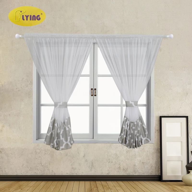 

Flying Tulle Curtain For Bay Window Perspective Voile Living room Curtains Geometric Printed Solid Sheer