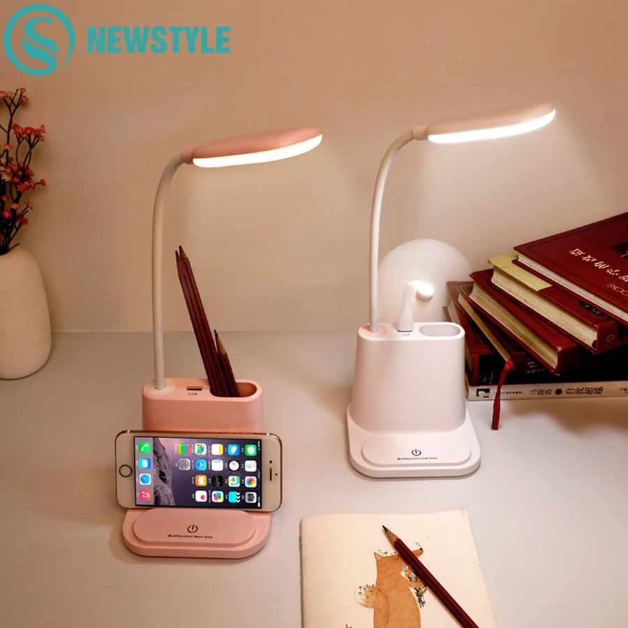 

Led Table Lamp Desk lamps USB Flexible Reading For Children With phone hoder Creative Intelligent Eye Protection Dormitory