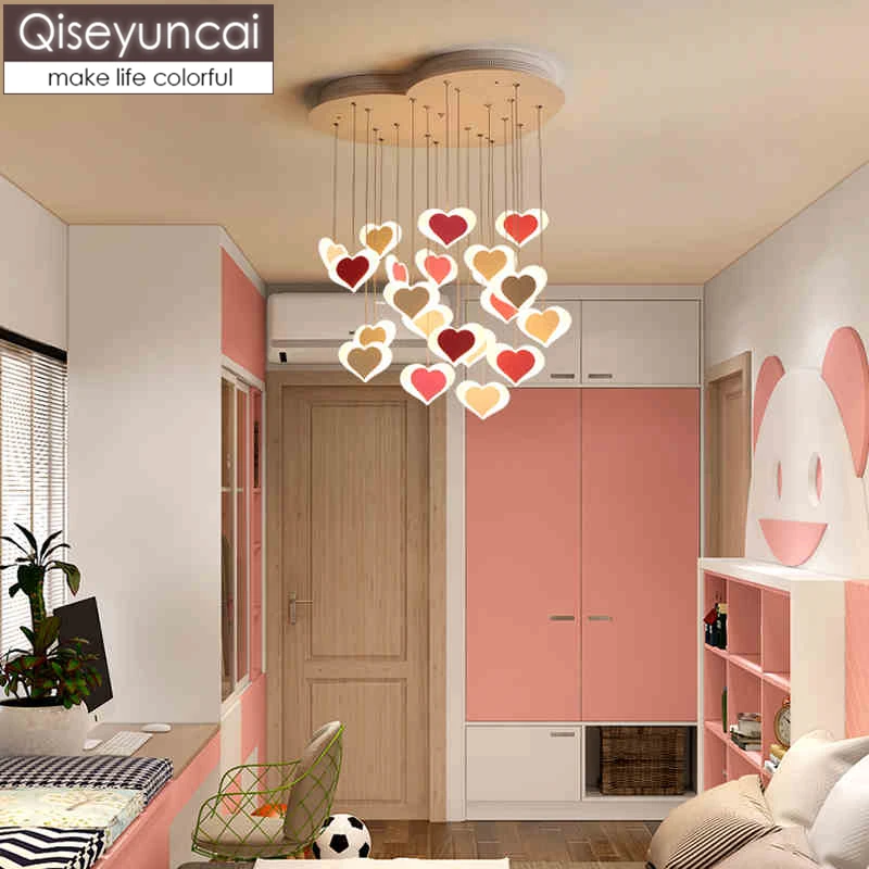 Qiseyuncai Nordic modern minimalist restaurant led chandelier creative warm girl bedroom home wedding room lighting | Лампы и