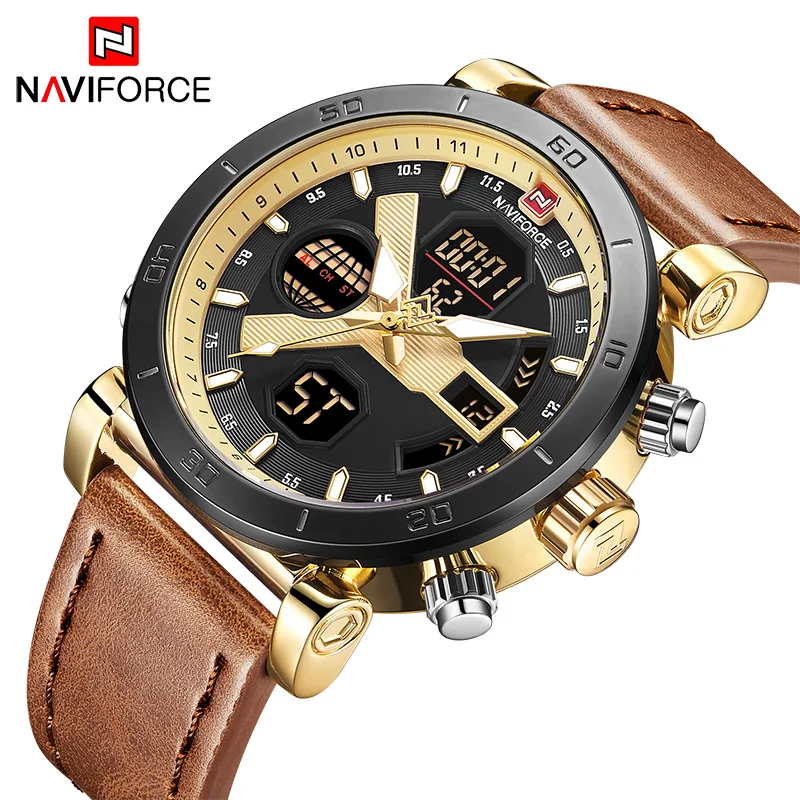 NAVIFORCE Новое поступление мужские часы военные водонепроницаемые кожаные