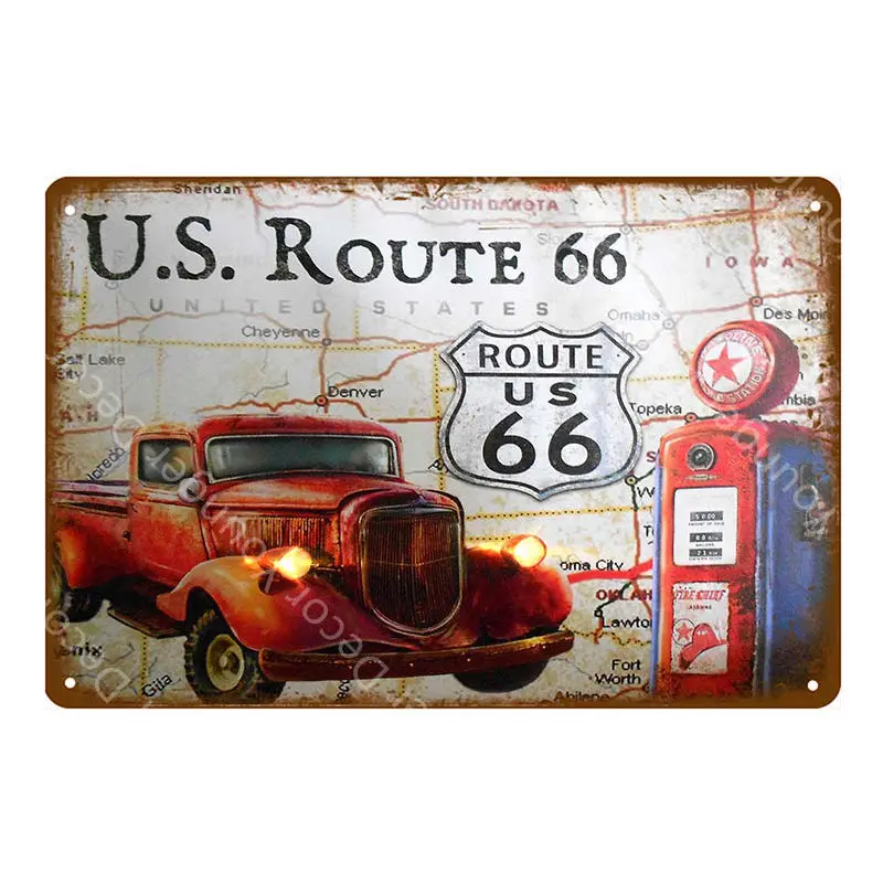 YD7575G Горячая штанга Hell металлические знаки US Route 66 автомобильный автобус винтажный настенный плакат художественное украшение Бар Паб Клуб Кафе Отель домашний гаражный Декор доска - Цвет: YD7575G