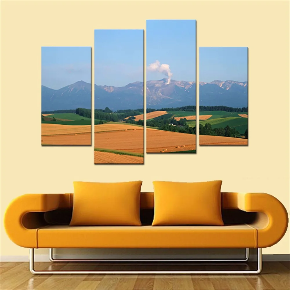 

4 Pcs Modern Landscape Painting Canvas Art High Definition Canvas Prints Mountain and Lake Wall Picture For Bed Room Decoration