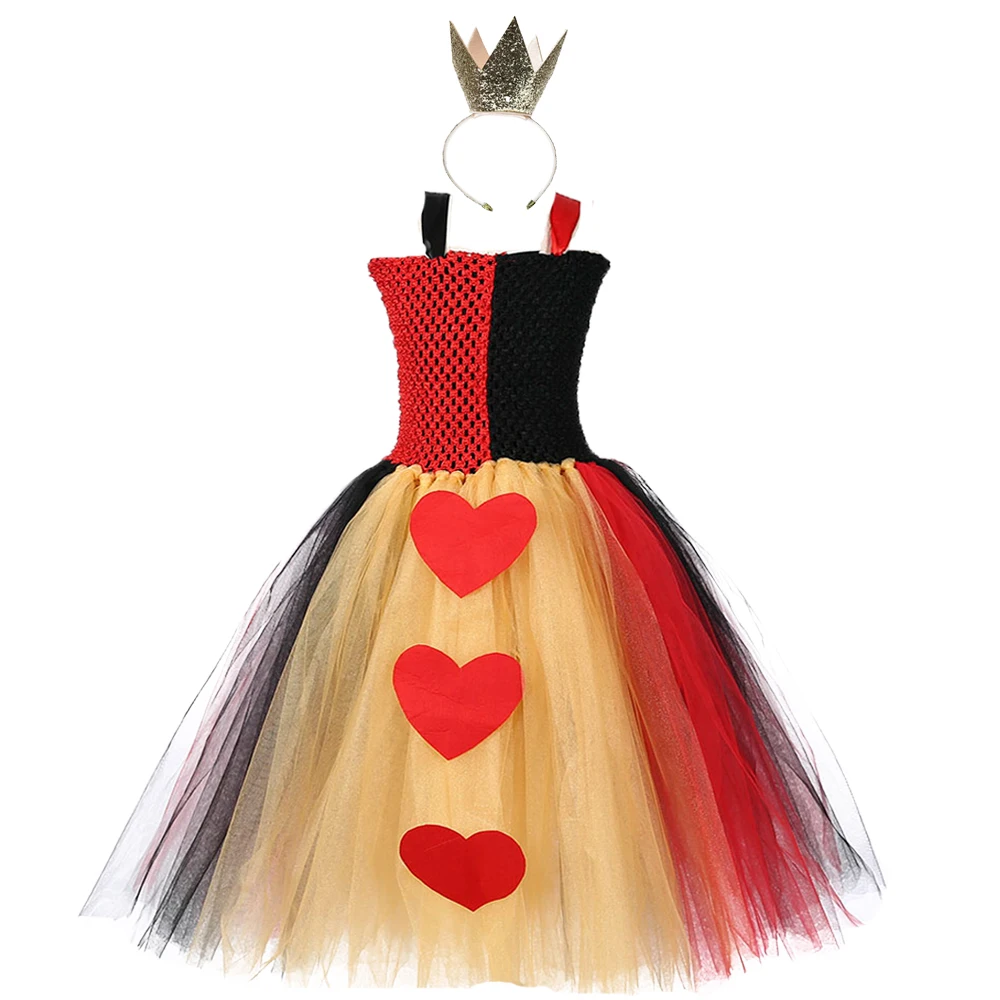 Queen of Heart Tutu Dress with Crown Little Girls Alice in Wonderland Cosplay Costume Set For Christmas New Year Party | Детская одежда