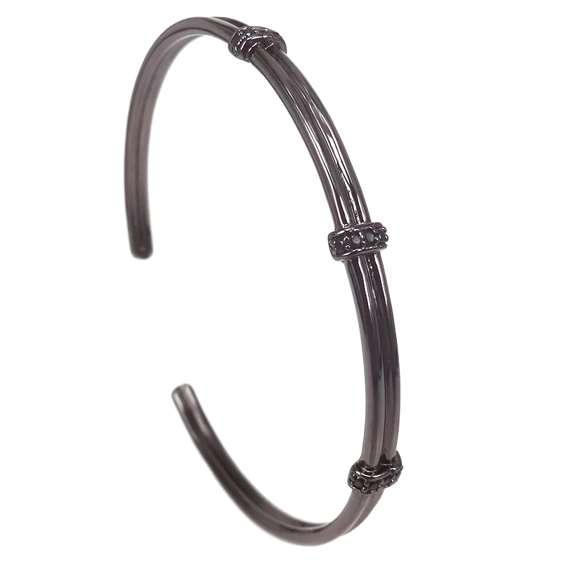 2019 Hot Fashion Classic Micro Pave Black Cz Open Bangles Bracelet Christmas Gift Cuff Bracelets for Men Women | Украшения и