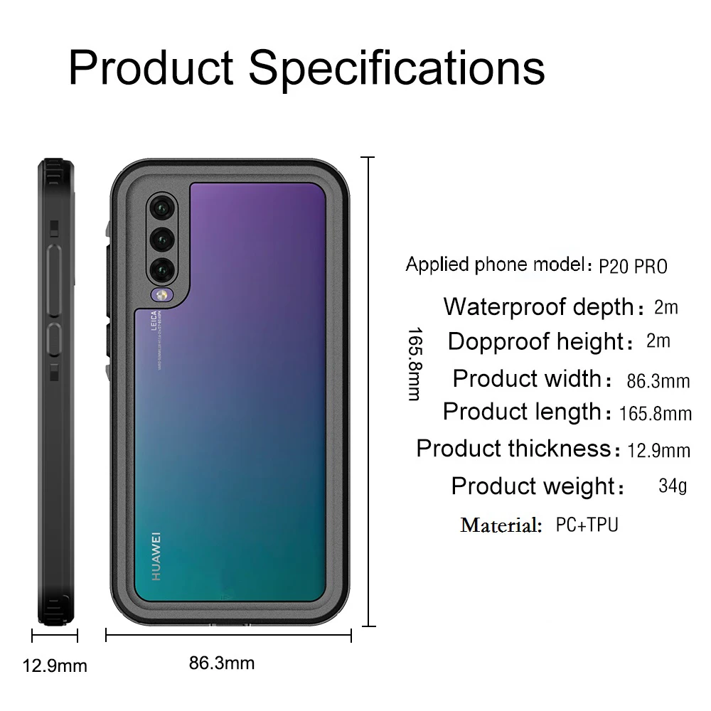 Чехол для телефона HUAWEI Mate 20 Pro герметичный водонепроницаемый чехол с отделением
