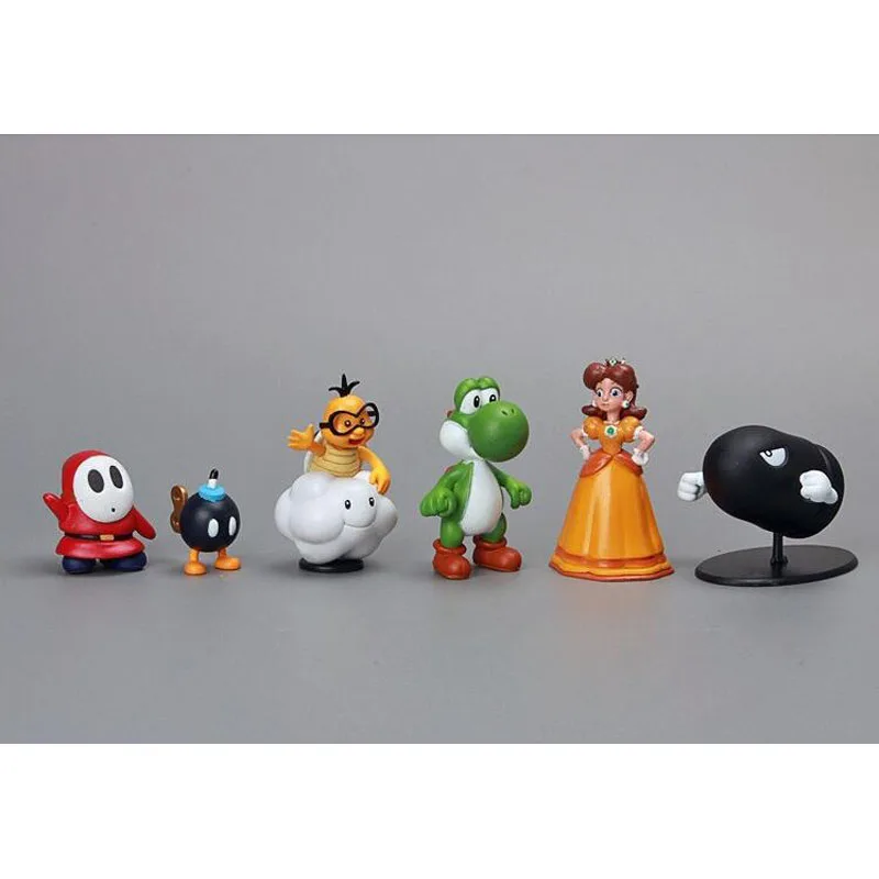 18 шт./лот, фигурки Супер Марио из ПВХ, игрушки Yoshi Peach Princess Luigi Shy Guy Odyssey Donkey Kong, Мультяшные куклы