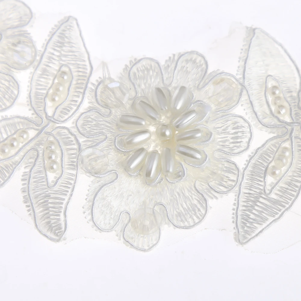 Белая кружевная вышитая блесток ткань с жемчужной жаккардовой лентой сделай сам