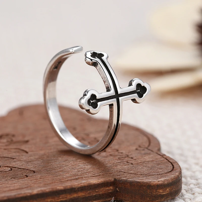 Оптовая продажа тайский серебряный крест 925 серебряное кольцо на палец для