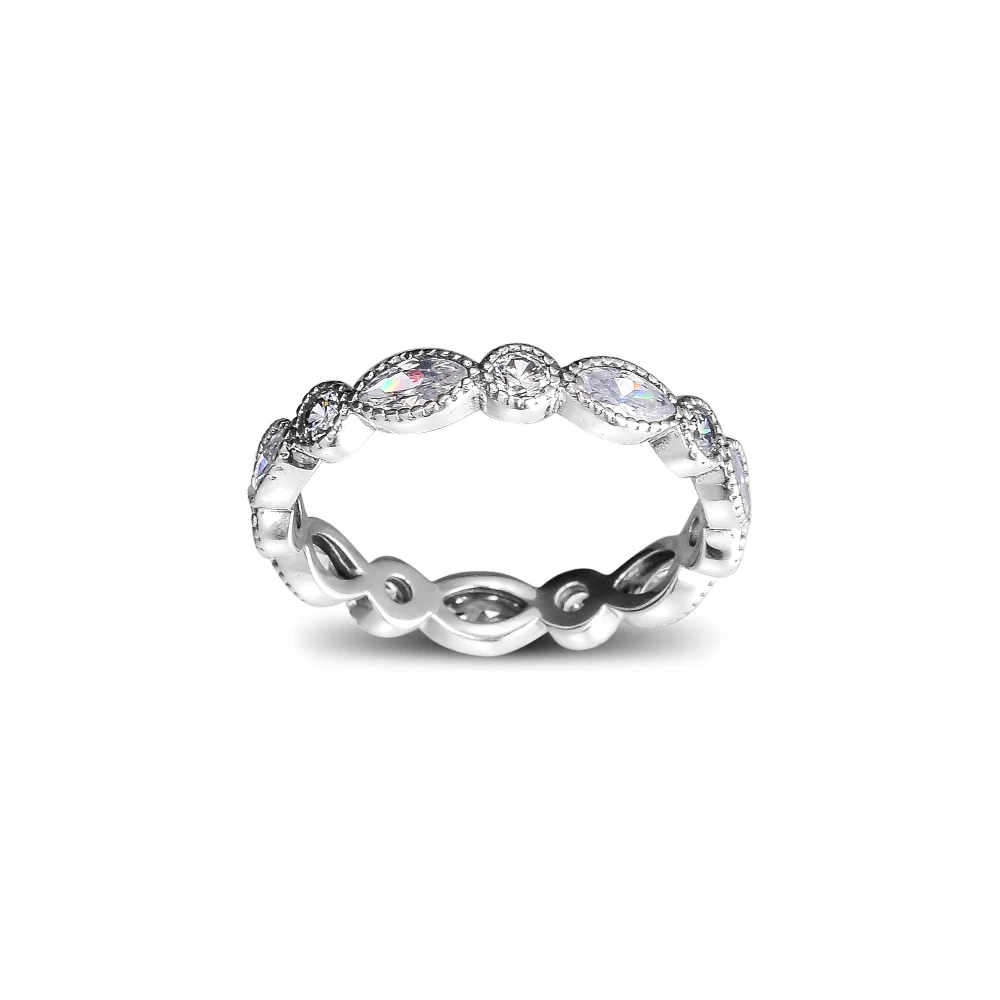 100% 925 Sterling Silver Ring with Clear CZ Round And Oval Eternity Rings for Women Gift Wedding Jewelry Sterling-Silver-Jewelry | Украшения