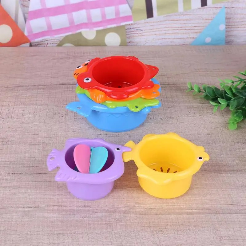 Мультфильм Красочные стек чашки дети смешные сваи Детские Игрушки для ванны