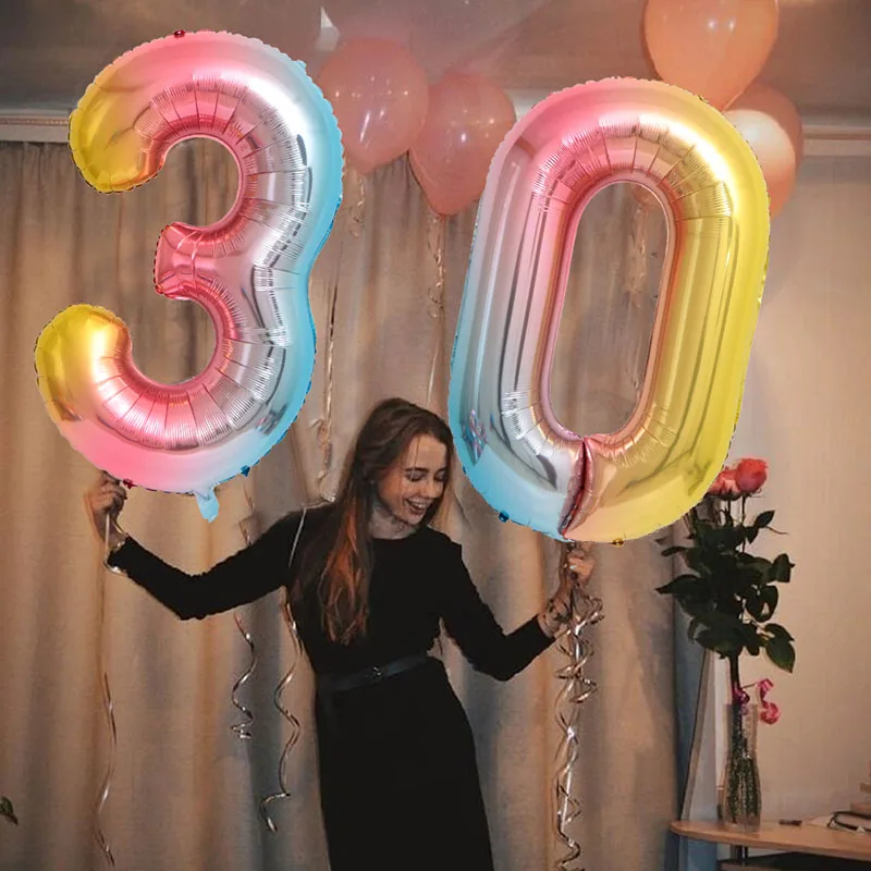 Градиентные цифровые гелиевые шары из алюминиевой фольги 30 дюймов 2 шт. для детей
